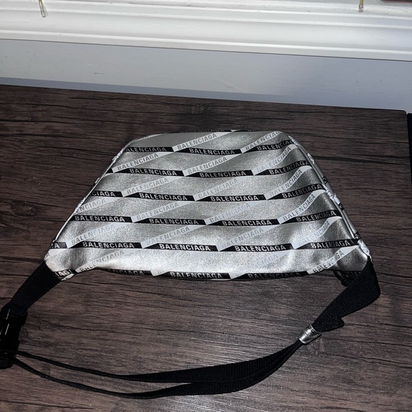 Balenciaga Silver Stripe Leather Explorer Belt Bag Waist Fancy Chest Pack Logo - Picture 2 of 4